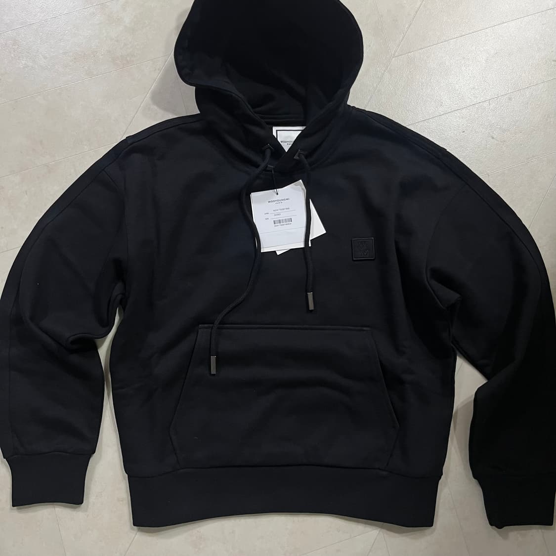 새상품(S) 우영미 블랙 그라데이션 엠보싱 백로고 후드티셔츠 상품이미지3