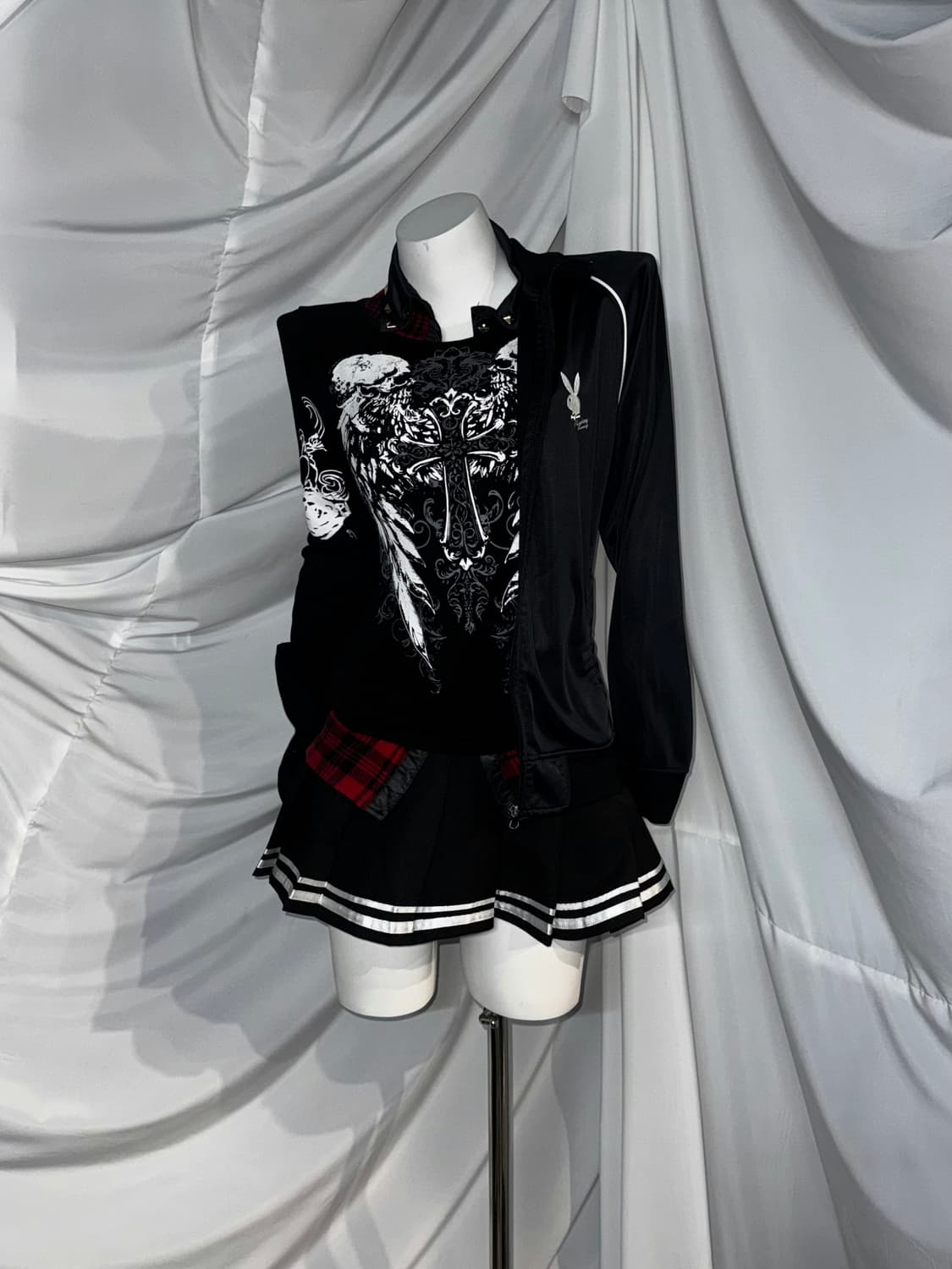 리즈리사 플레이보이 나나펑크 십자가 해골 딱붙 스터드 코디세트  상품이미지8