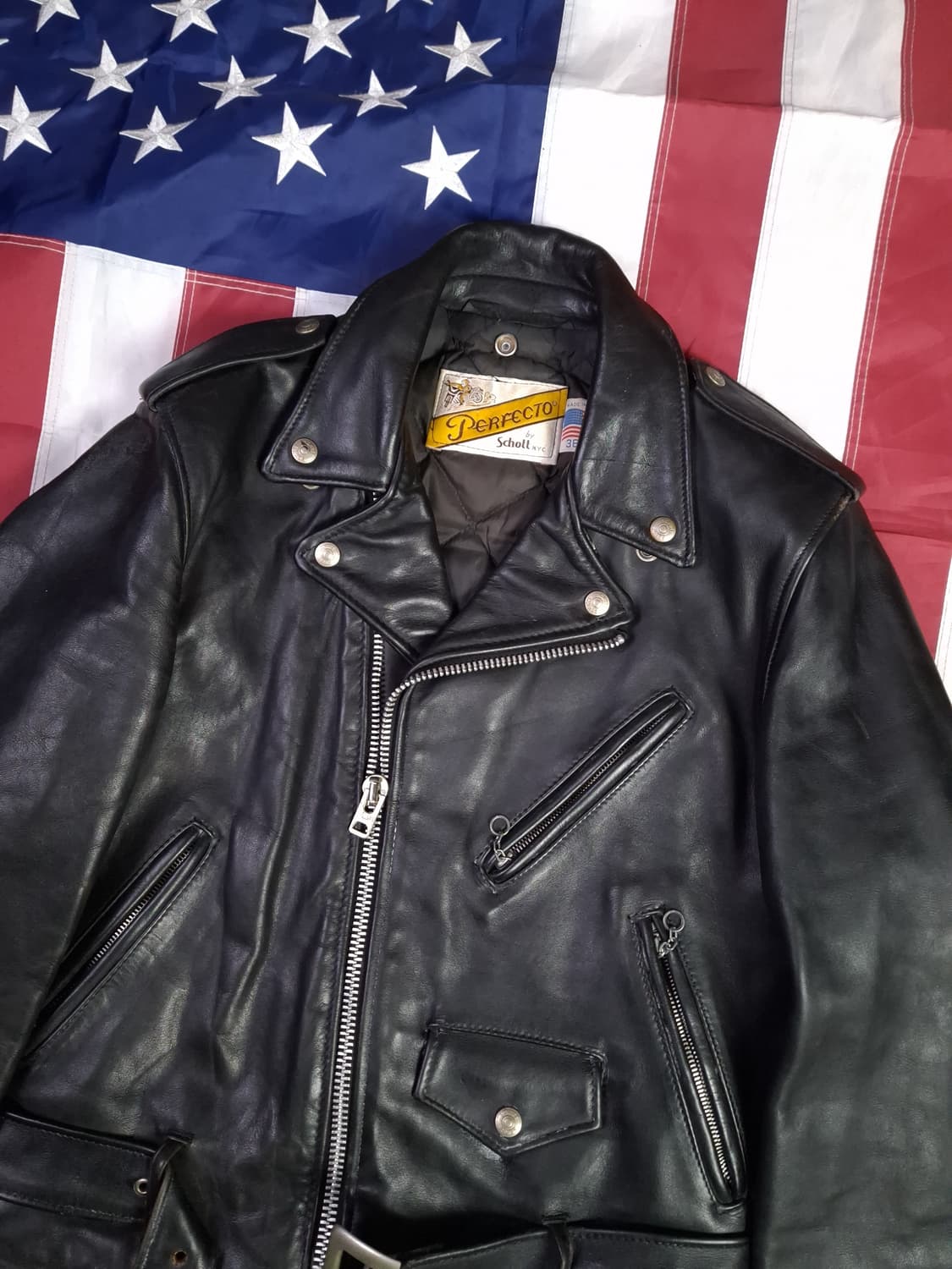 오리지날 쇼트 리얼레더 퍼펙토 더블 라이더자켓 상품이미지2