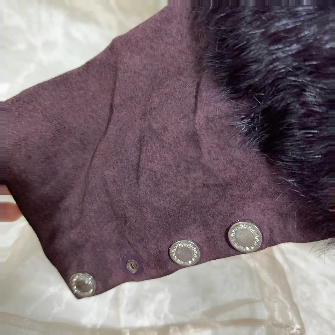빈티지 다크 퍼플 토끼털 되지가죽자켓 상품이미지3