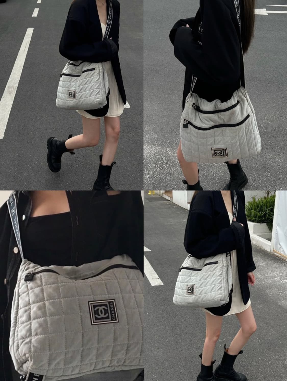 샤넬 스포츠 라인 멜란지 그레이 퀼팅 클라우드 버클 메신저백 상품이미지4