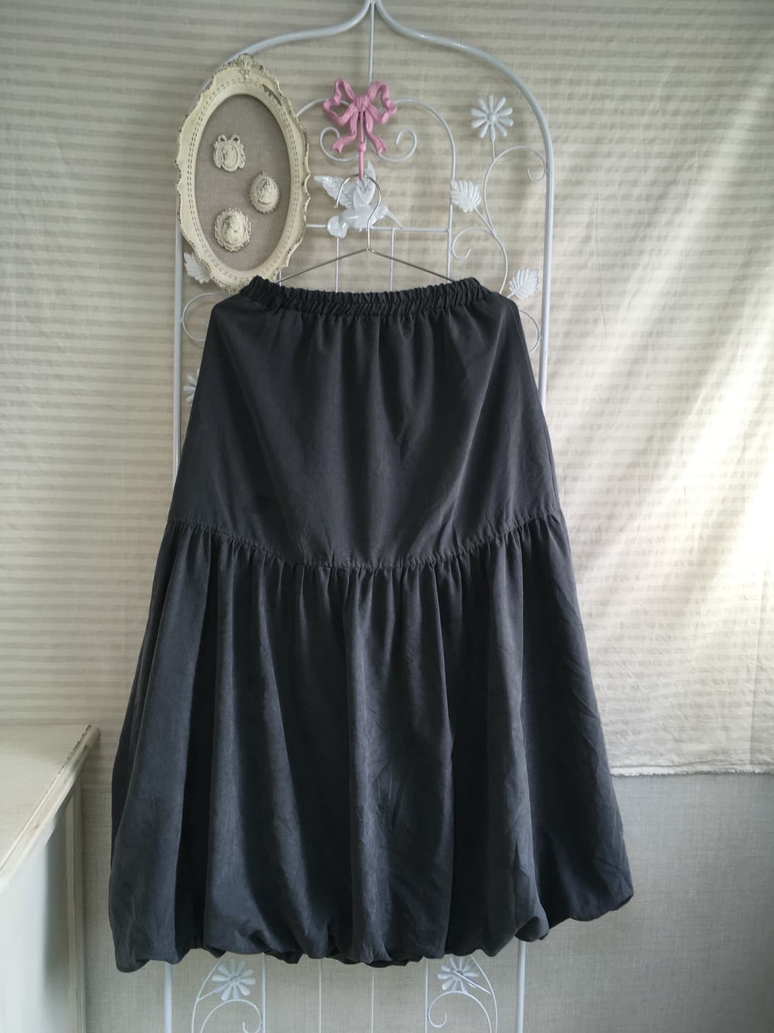 jpn vintage gray shirring long skirt 상품이미지1