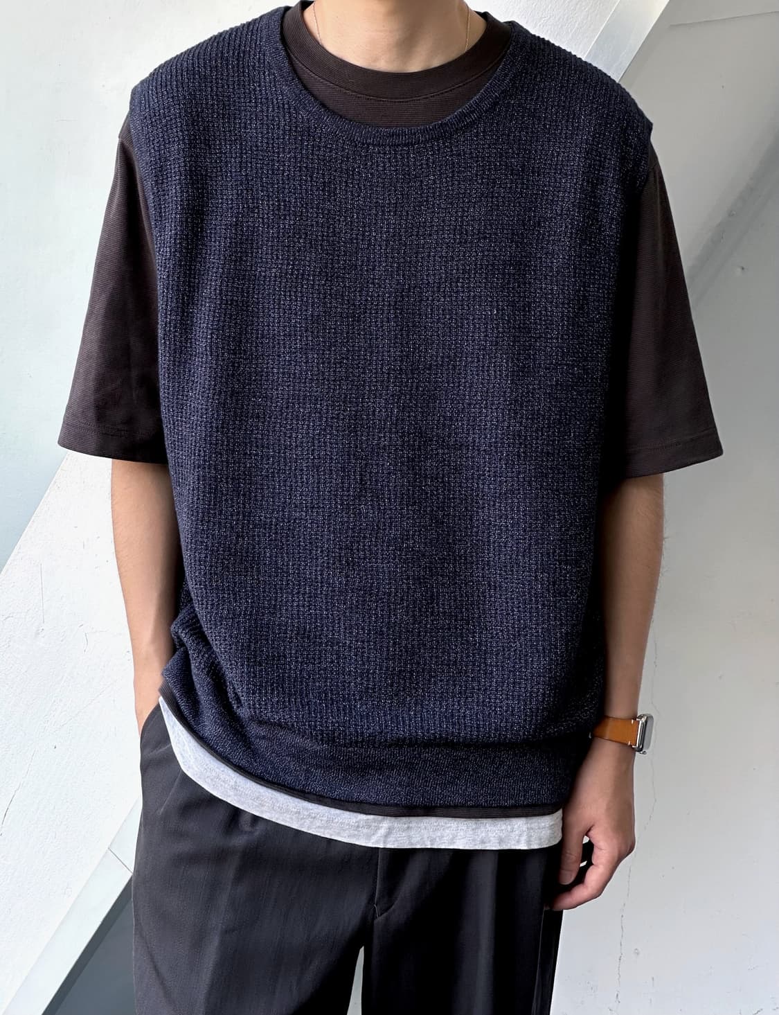 Cotton blend rib knit vest top 상품이미지7
