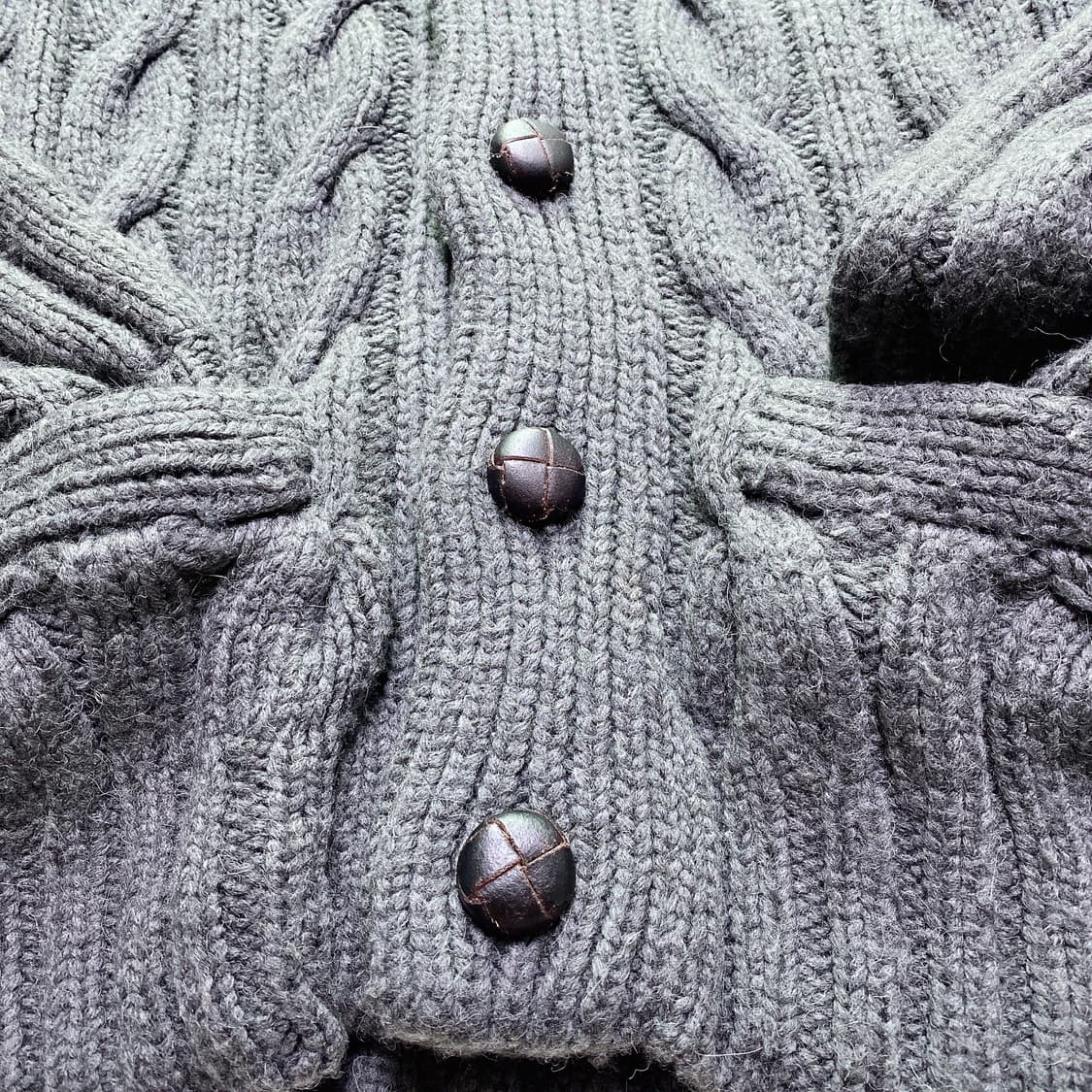 아베크롬비 앤 피치 케이블 울 알파카 니트 숄카라 가디건 상품이미지5