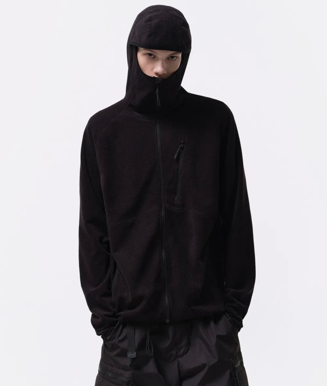 무탠다드 시티레저 그리드 폴라플리스 바라클라바 후디드집업 상품이미지1