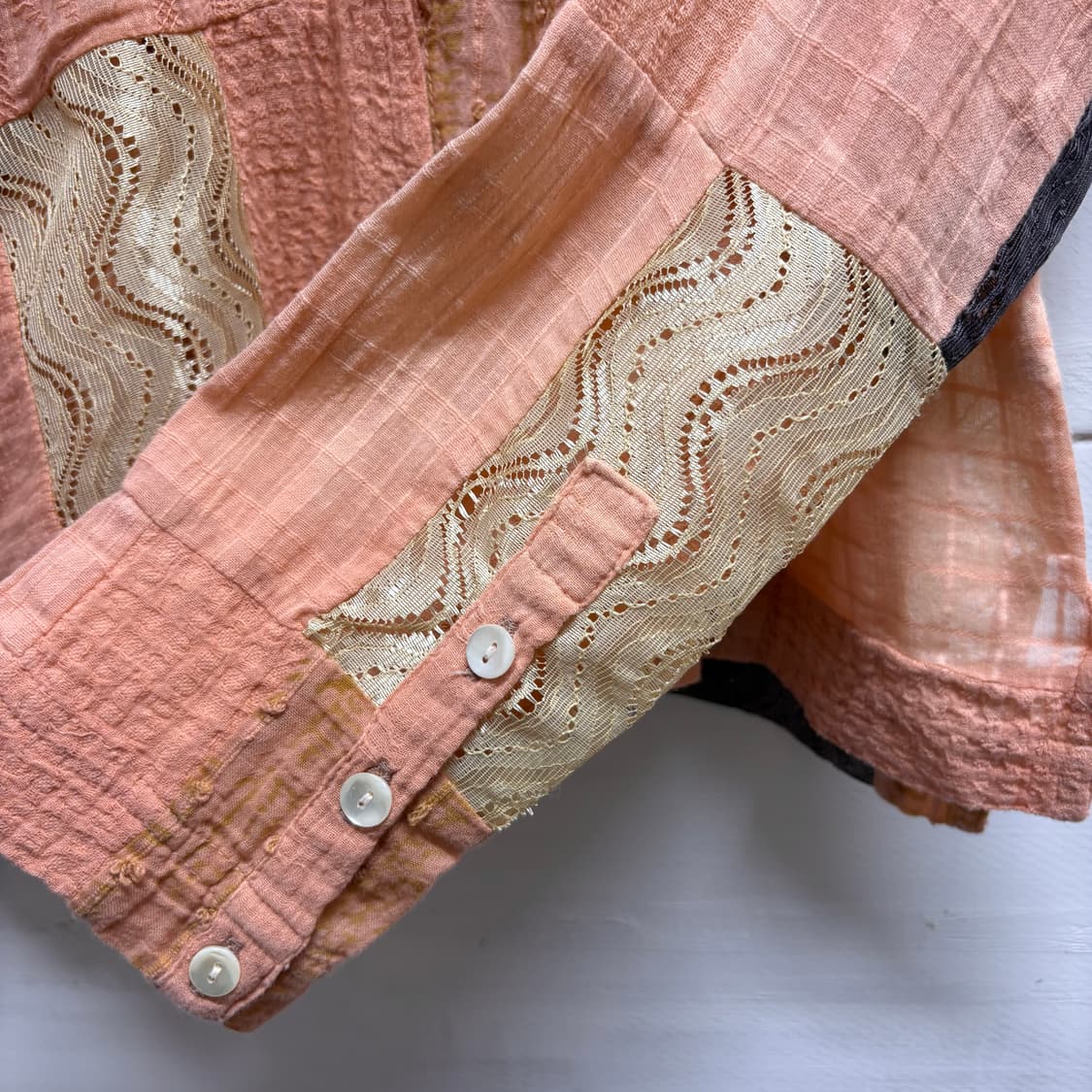 핑크 패치워크 히피 에스닉 셔츠 블라우스 JPN  상품이미지3