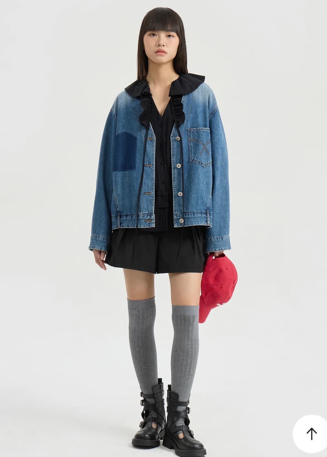 (새상품) 럭키슈에뜨 V넥 오버사이즈 데님 자켓 38 상품이미지1