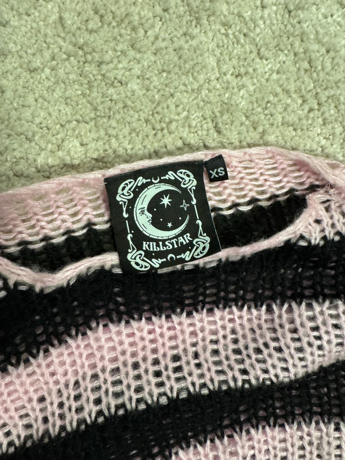 킬스타 핑크 블랙 스트라이프 펑크 데미지 니트 상품이미지2