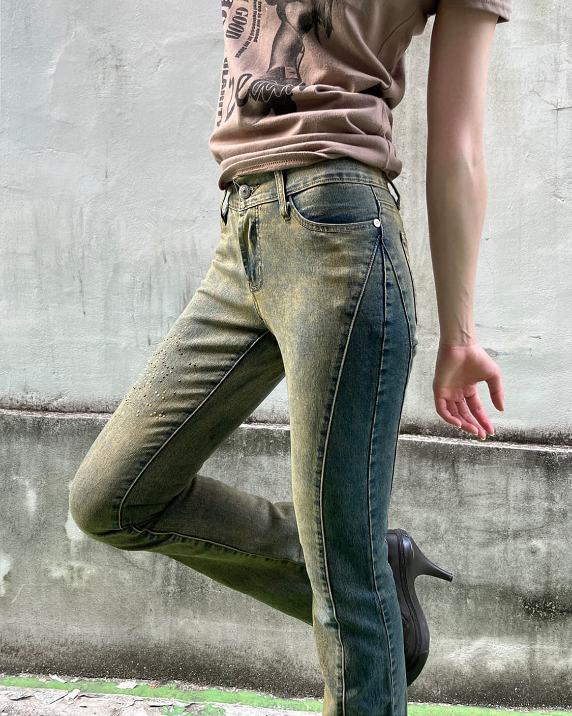 00's Vintage Wash Cubic Bootcut Denim 상품이미지3