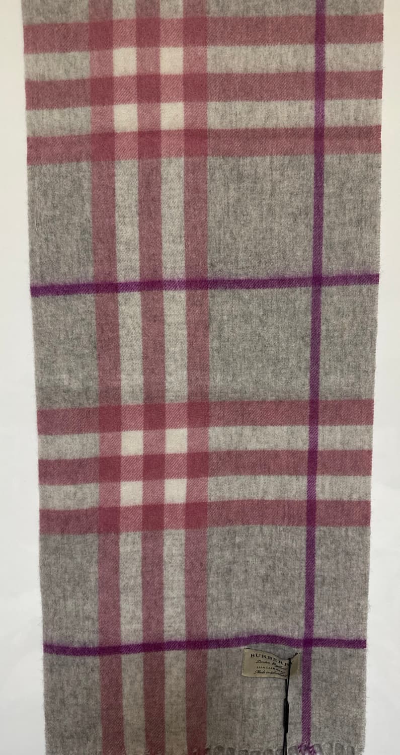 버버리 캐시미어 머플러 그레이/핑크 체크남여공용 상품이미지4