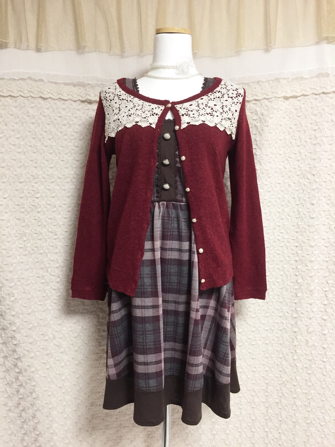 빈티지 올리브 데 올리브 크로셰 가디건 상품이미지2