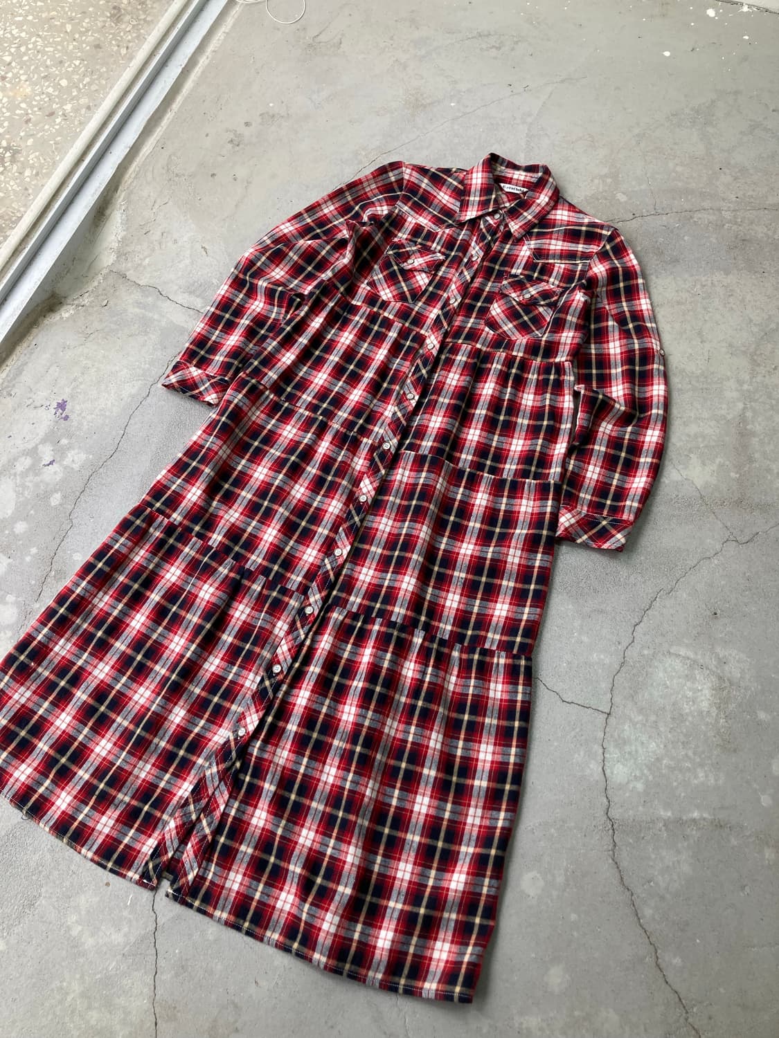 red check western tiered long dress 상품이미지2