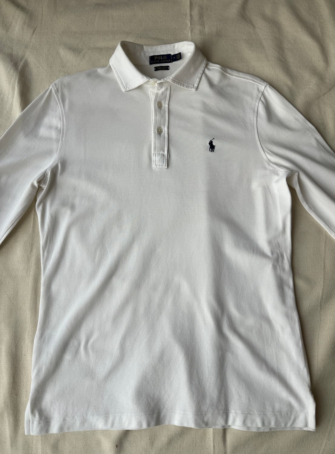 폴로 랄프로렌 화이트 긴팔 카라티 피케 폴로셔츠 M 상품이미지4
