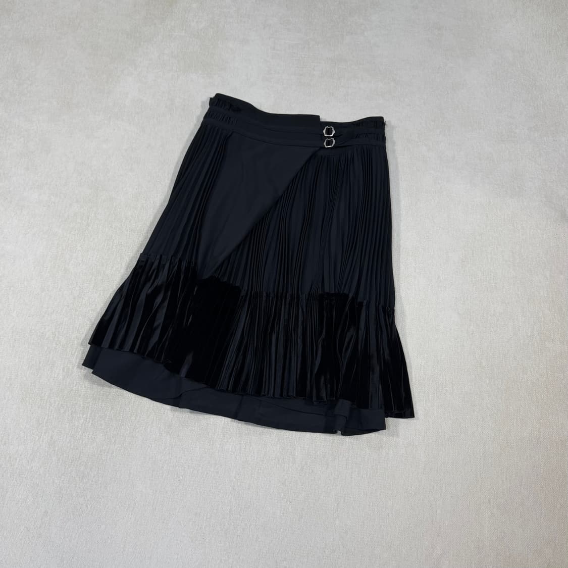 Belt Pleated Midi Black Skirt 상품이미지2