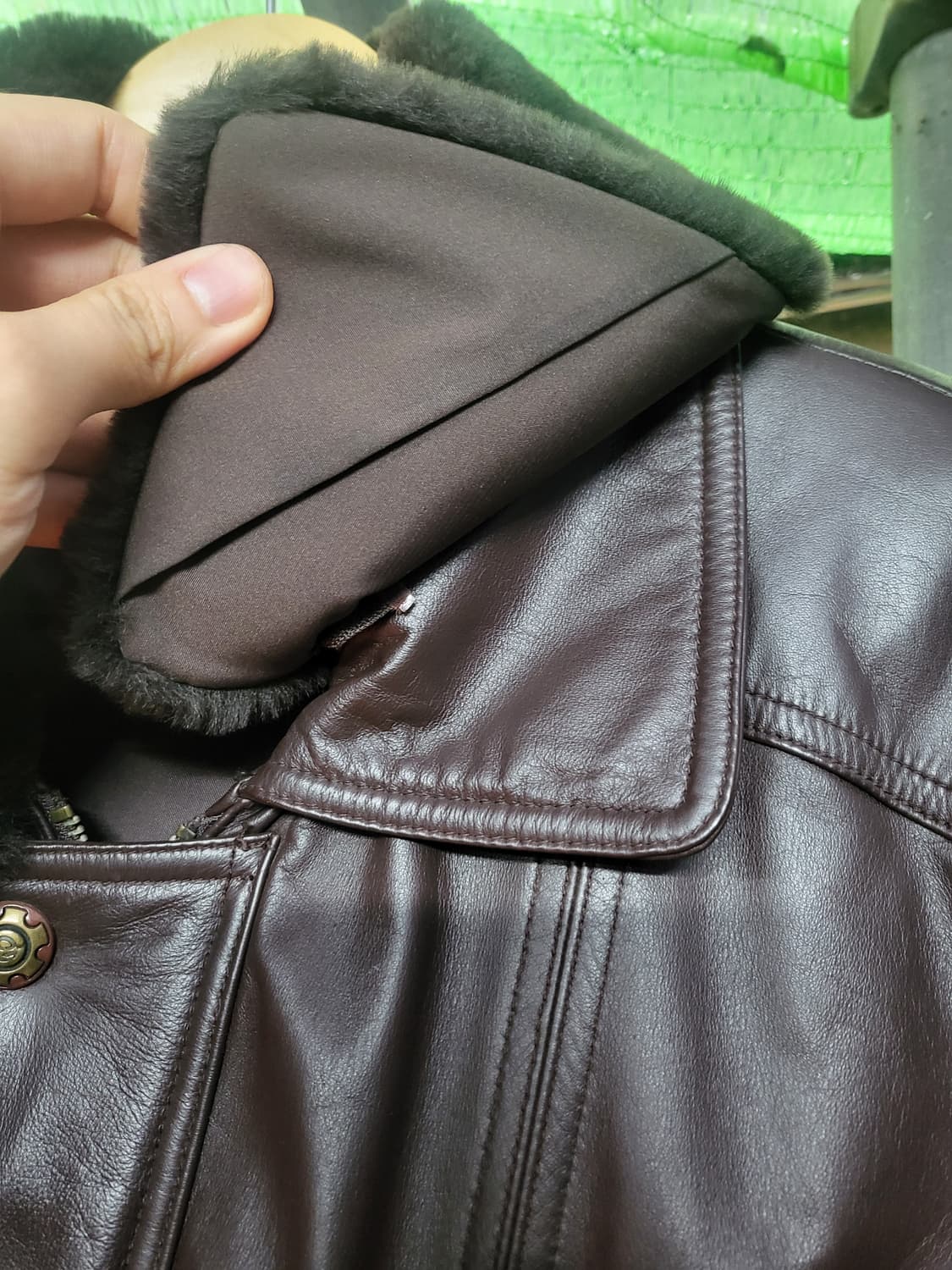 롱 가죽자켓 + 내피 오리털 상품이미지3