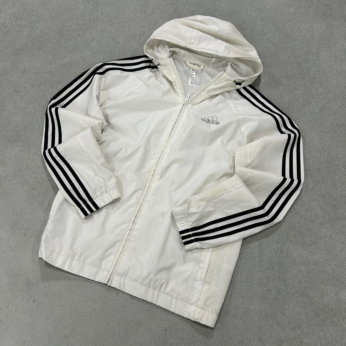 아디다스 삼선 화이트 바람막이 후드집업 m 상품이미지1