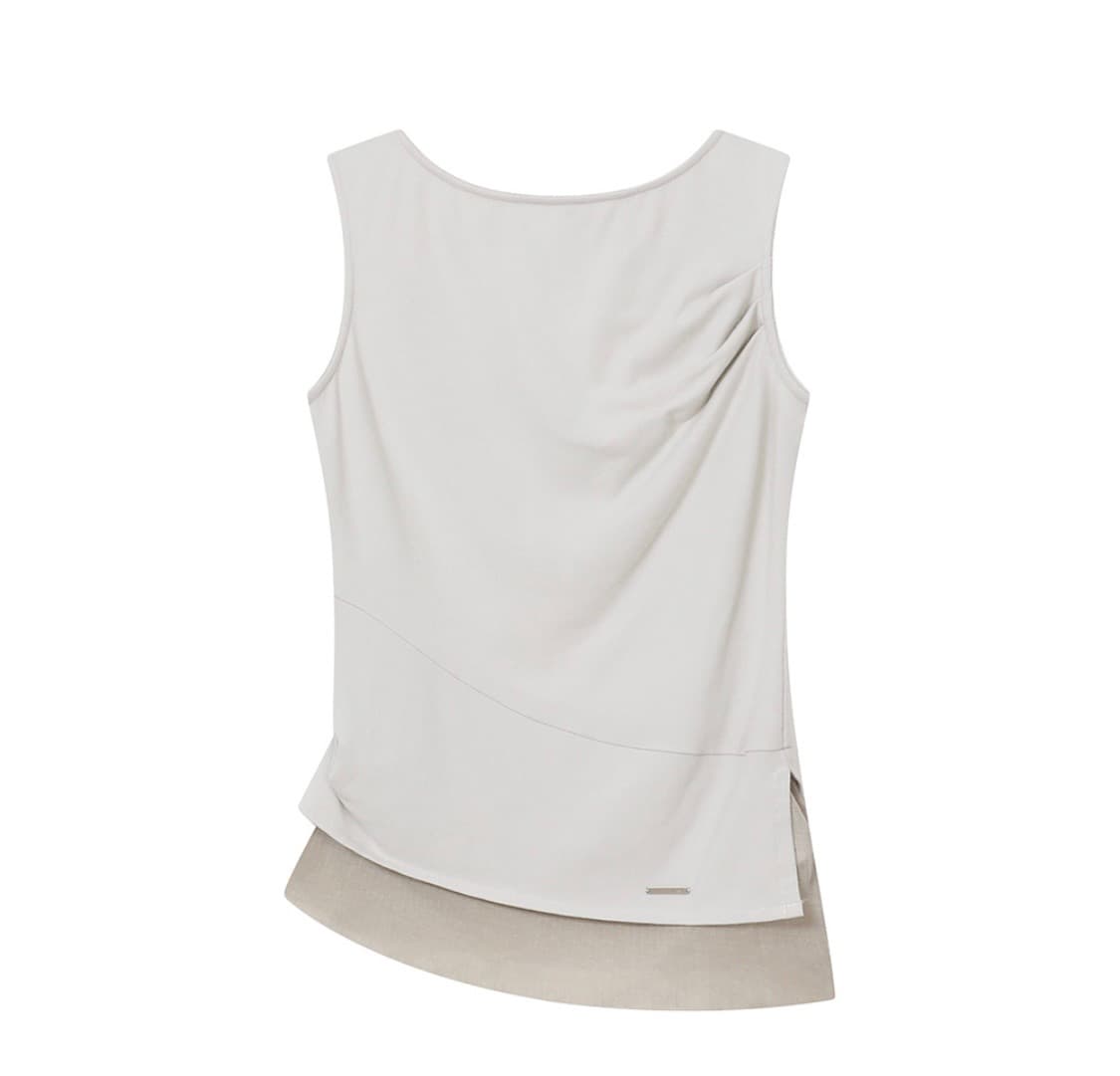 Unbalanced sheer layered sleeveless GREY 상품이미지2