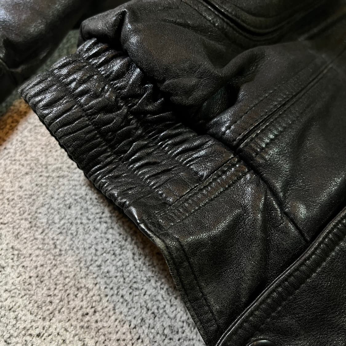 Vintage 빈티지 양가죽 커브드 라인 봄버자켓 상품이미지9