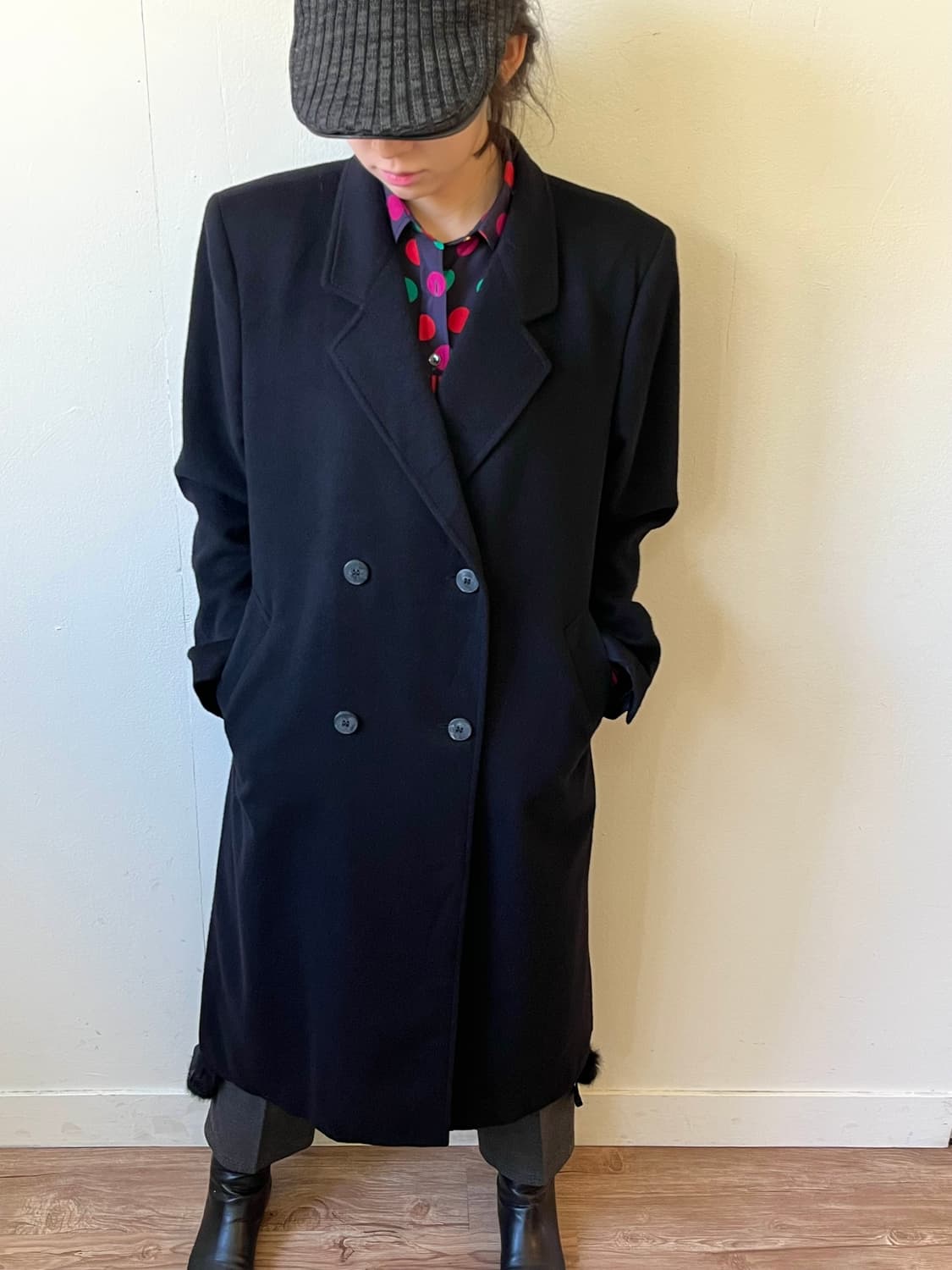 HERNO 울 & 캐시미어 블랙 더블 코트 상품이미지5