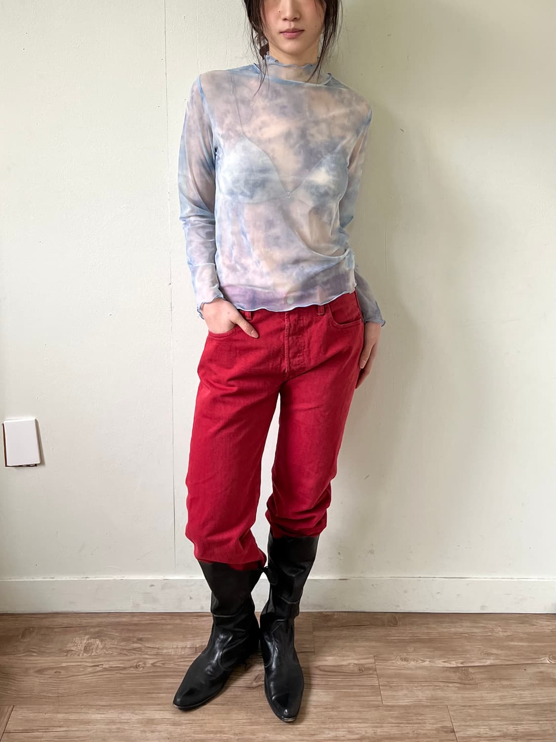 2PINK 스카이 시스루 터틀넥 상품이미지5