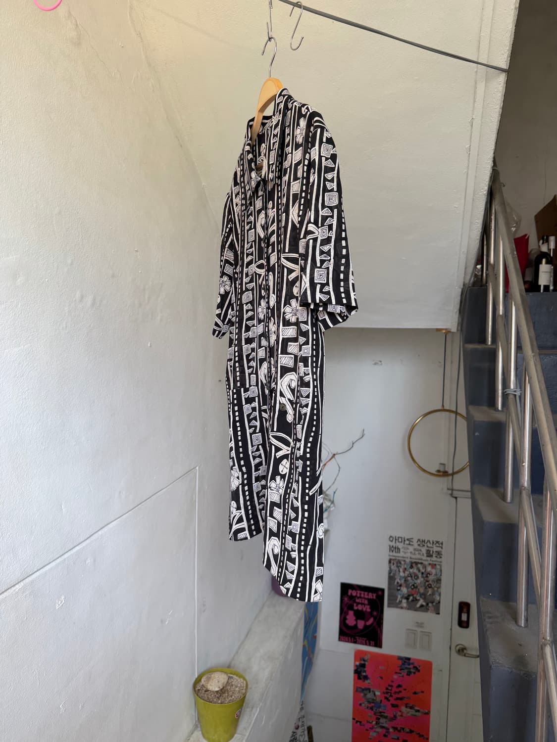 에스닉 패턴 반팔 롱셔츠 상품이미지4