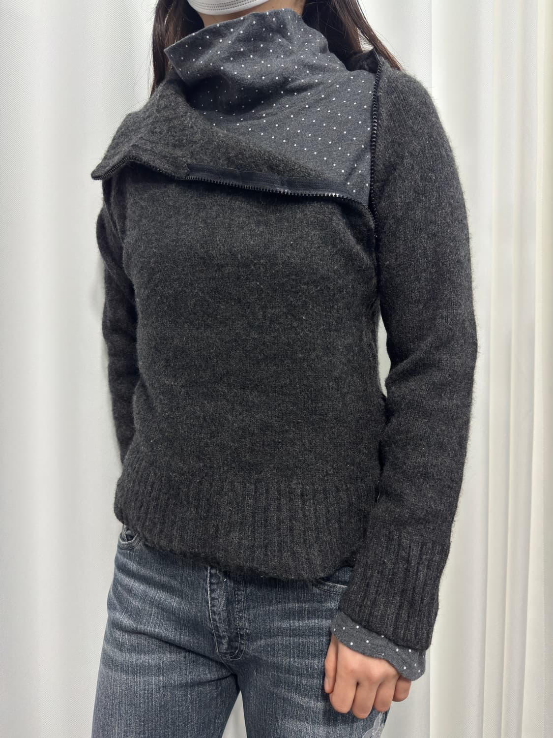 twoway zipper detail wool knit top 상품이미지1