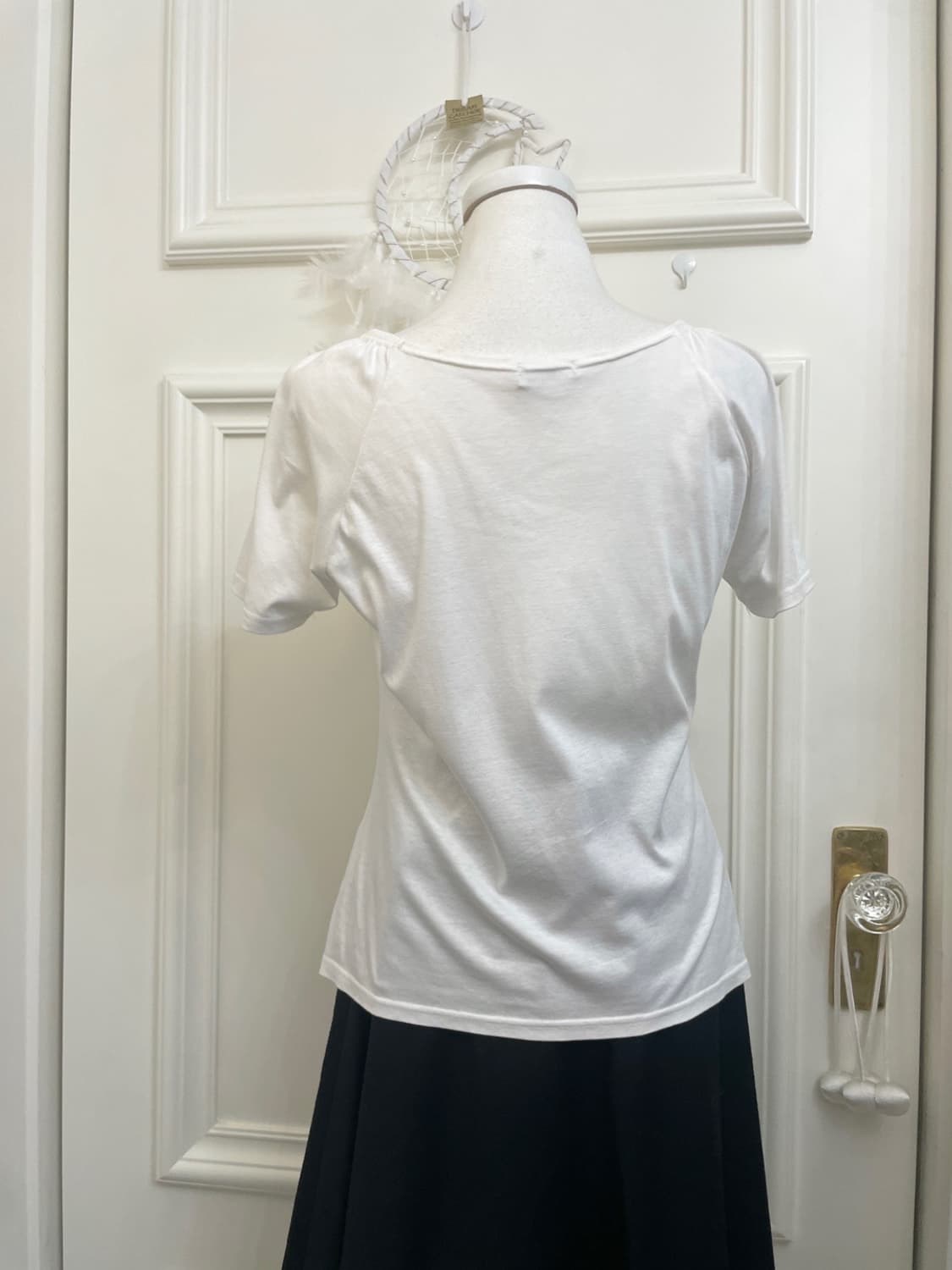 white shirring cotton half top(size-L) 상품이미지3