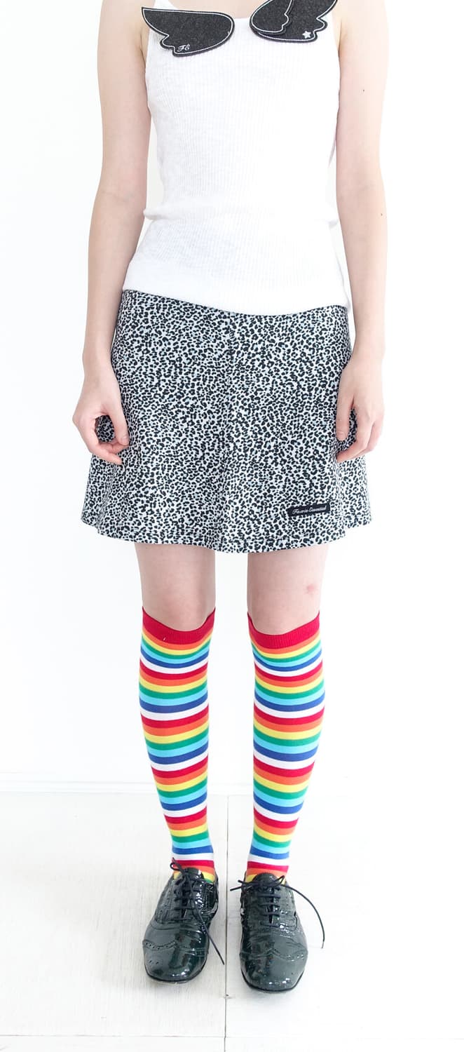 샵페어리 레오파드 슬릿 스커트 블루 상품이미지1