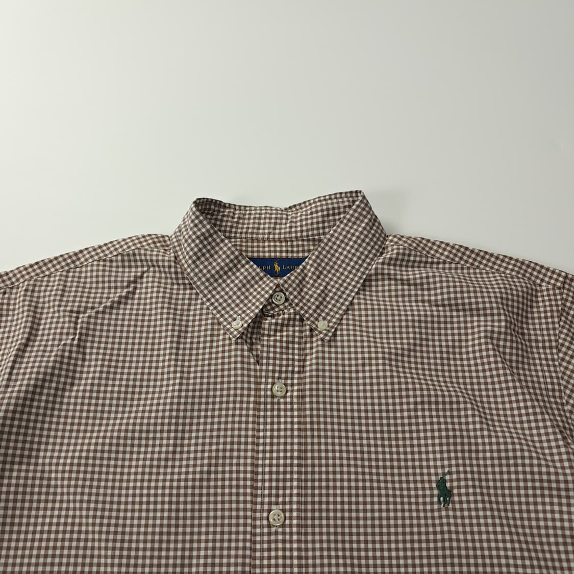 CK827 XL 폴로 브라운 마이크로 깅엄체크 반팔 셔츠 남방 상품이미지2