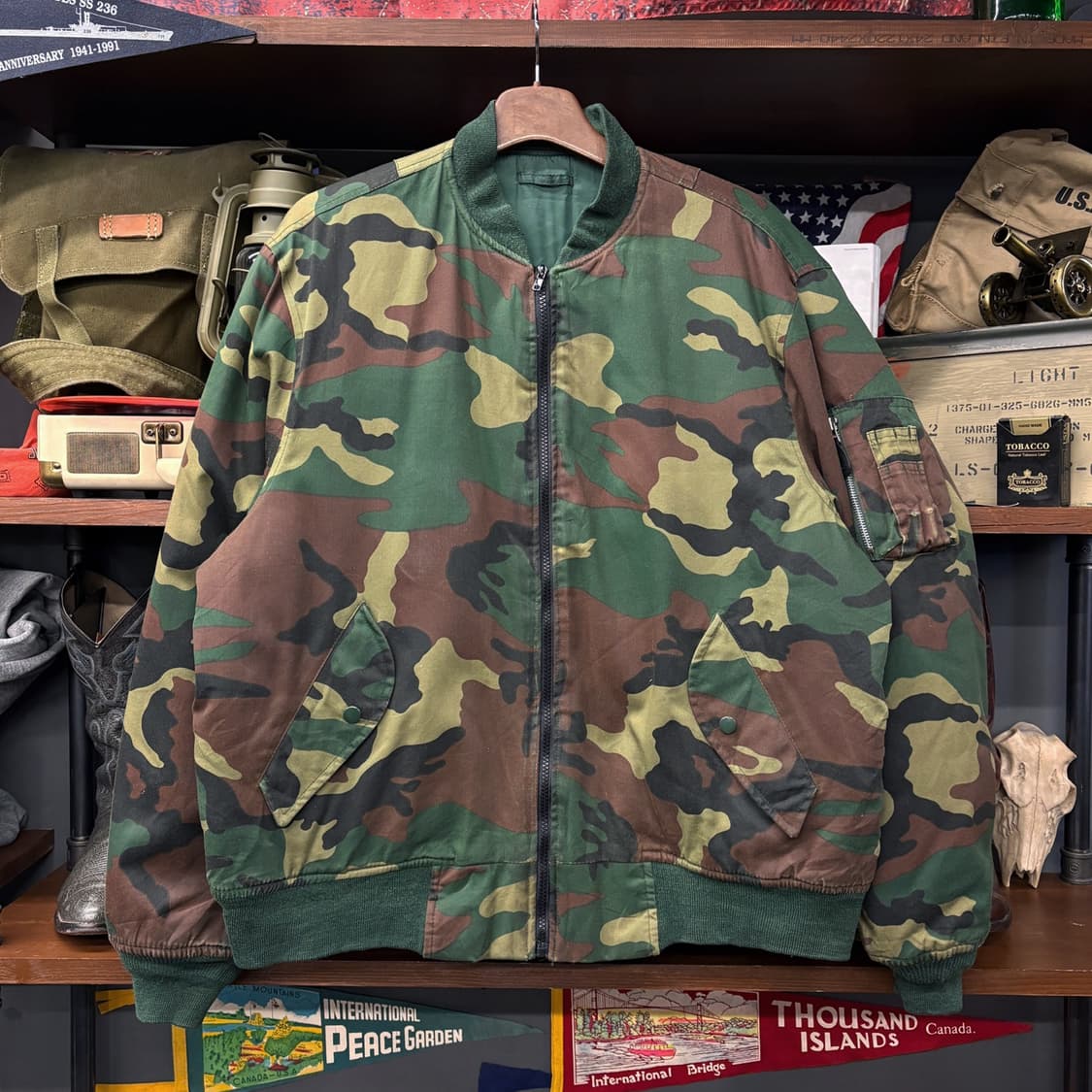 80s M81 우드랜드 카모패턴 리버시블 MA-1 플라이트 자켓 N478 상품이미지1