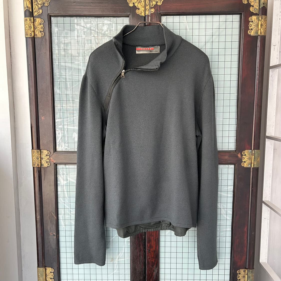 90s 프라다 스포츠 나일론 패치 니트 상품이미지4