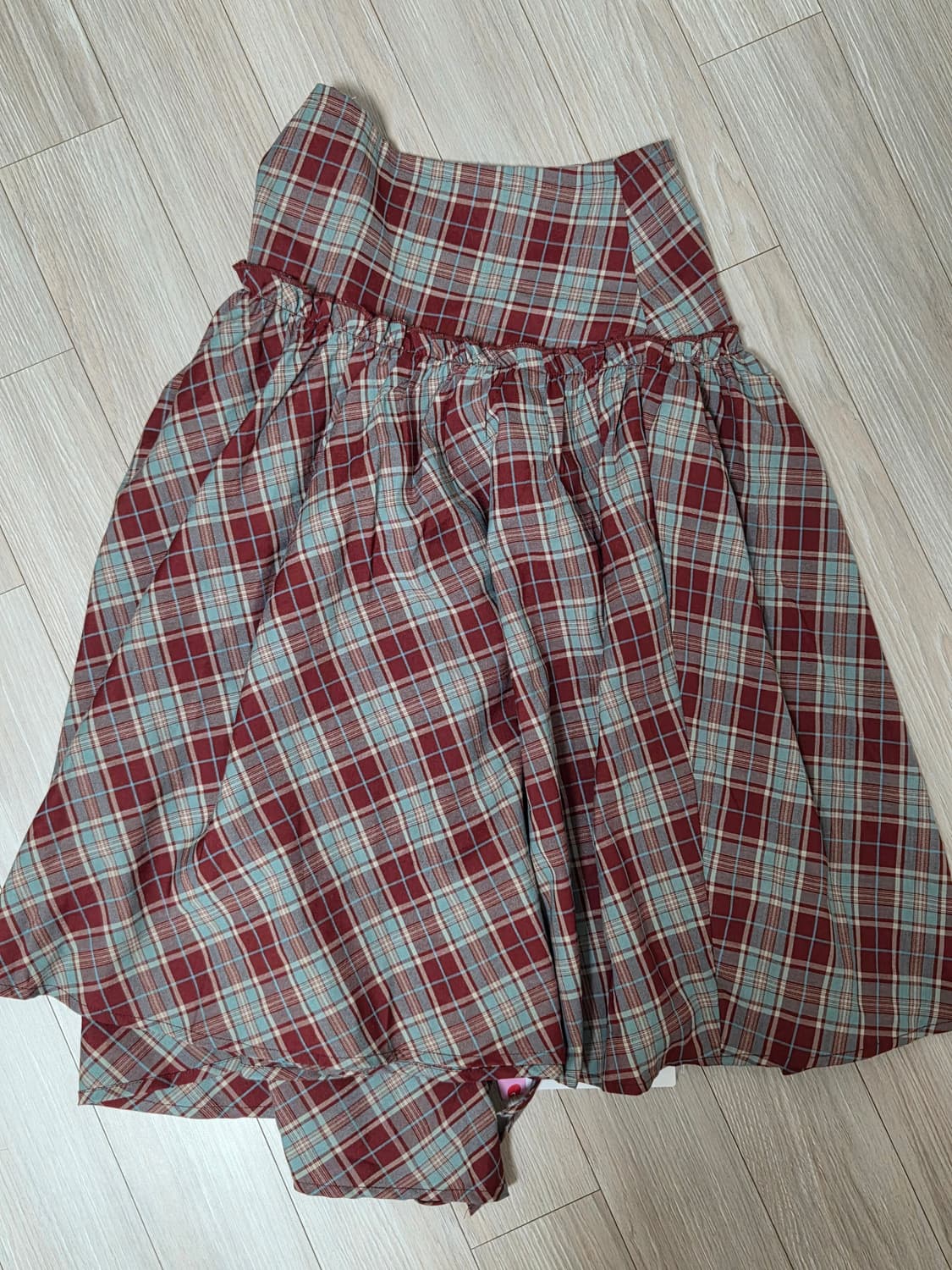 Tartan Lettuce Trim Knotted Midi Skirt 상품이미지2