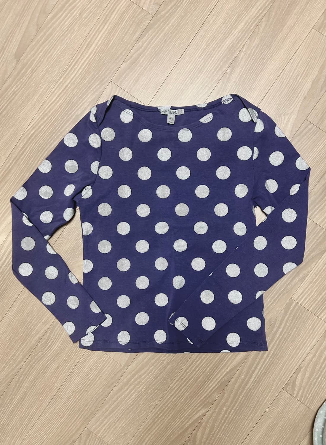 파르티멘토 보트넥 도트 롱슬리브 긴팔티 퍼플 m 상품이미지2