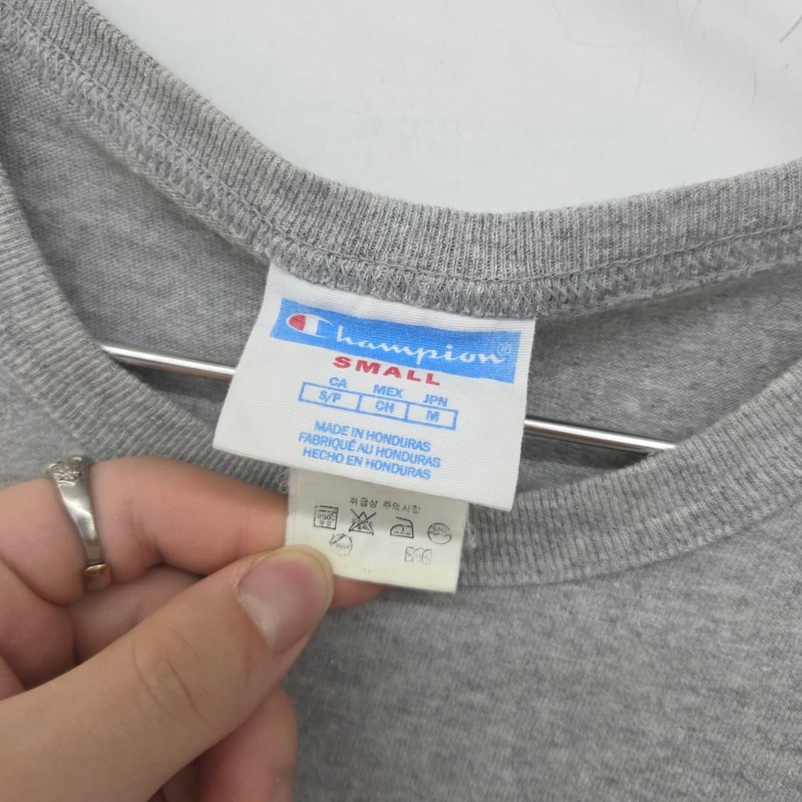 챔피온 로고 반팔 티셔츠 그레이 여s 상품이미지4