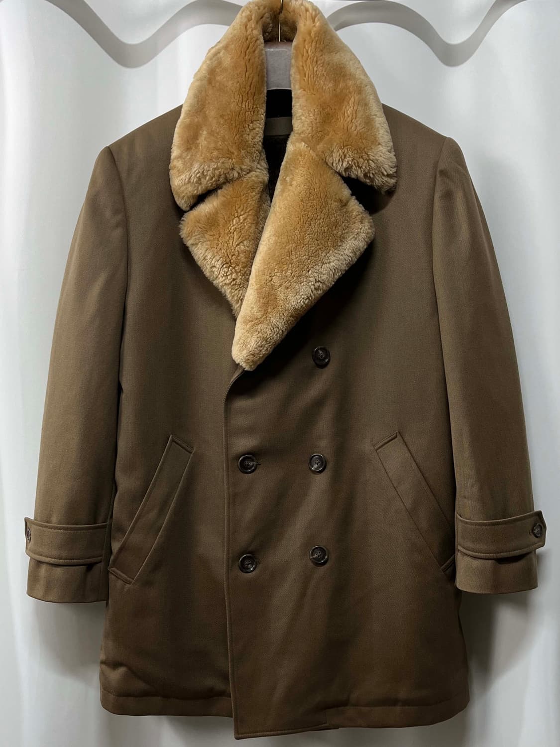 90's 폴로 랄프로렌 시어링 브라운 오피서 더블 브레스티드 코트 자켓 상품이미지1