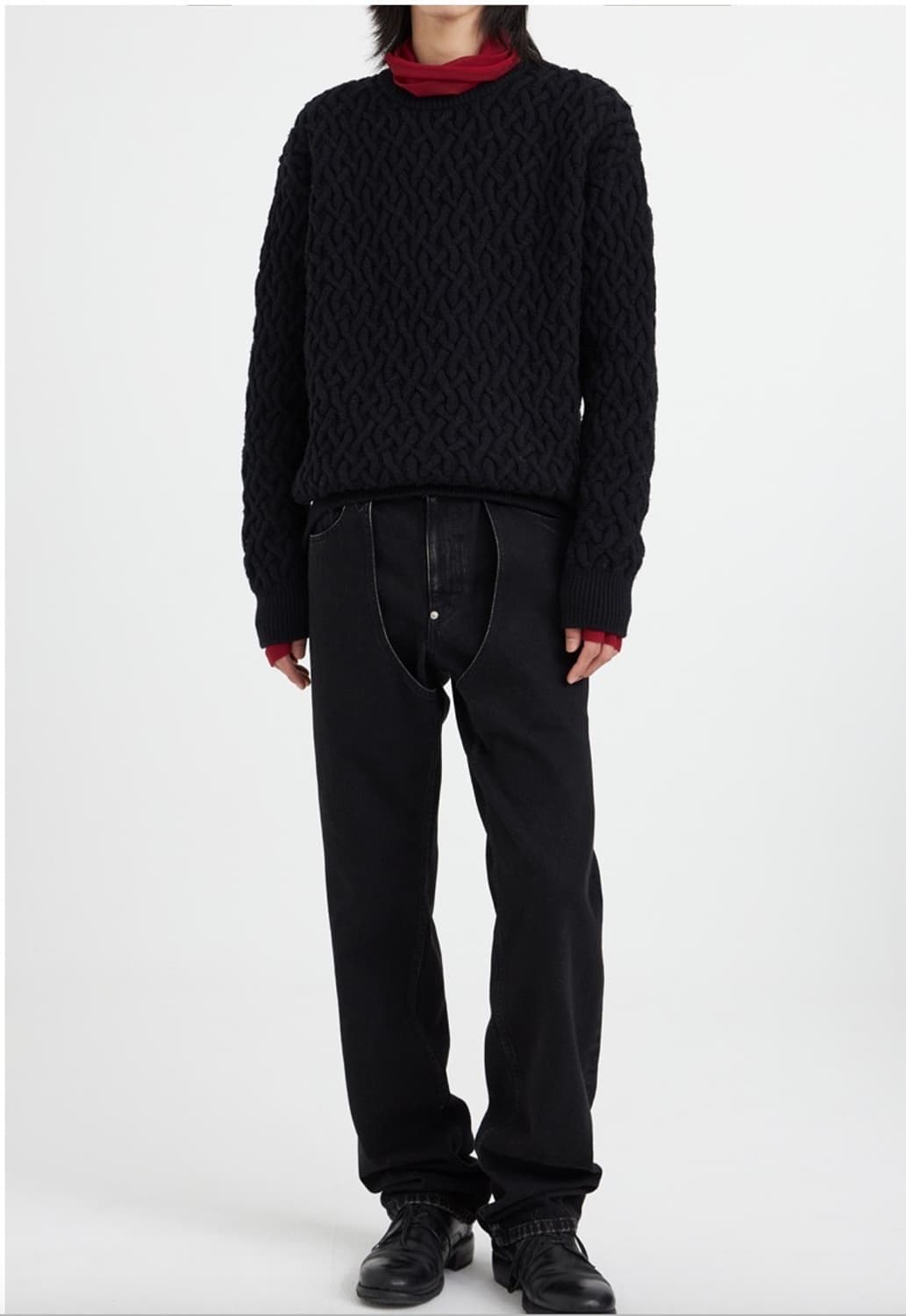 [L] 존 로렌스 설리반 케이블 니트 블랙 상품이미지1