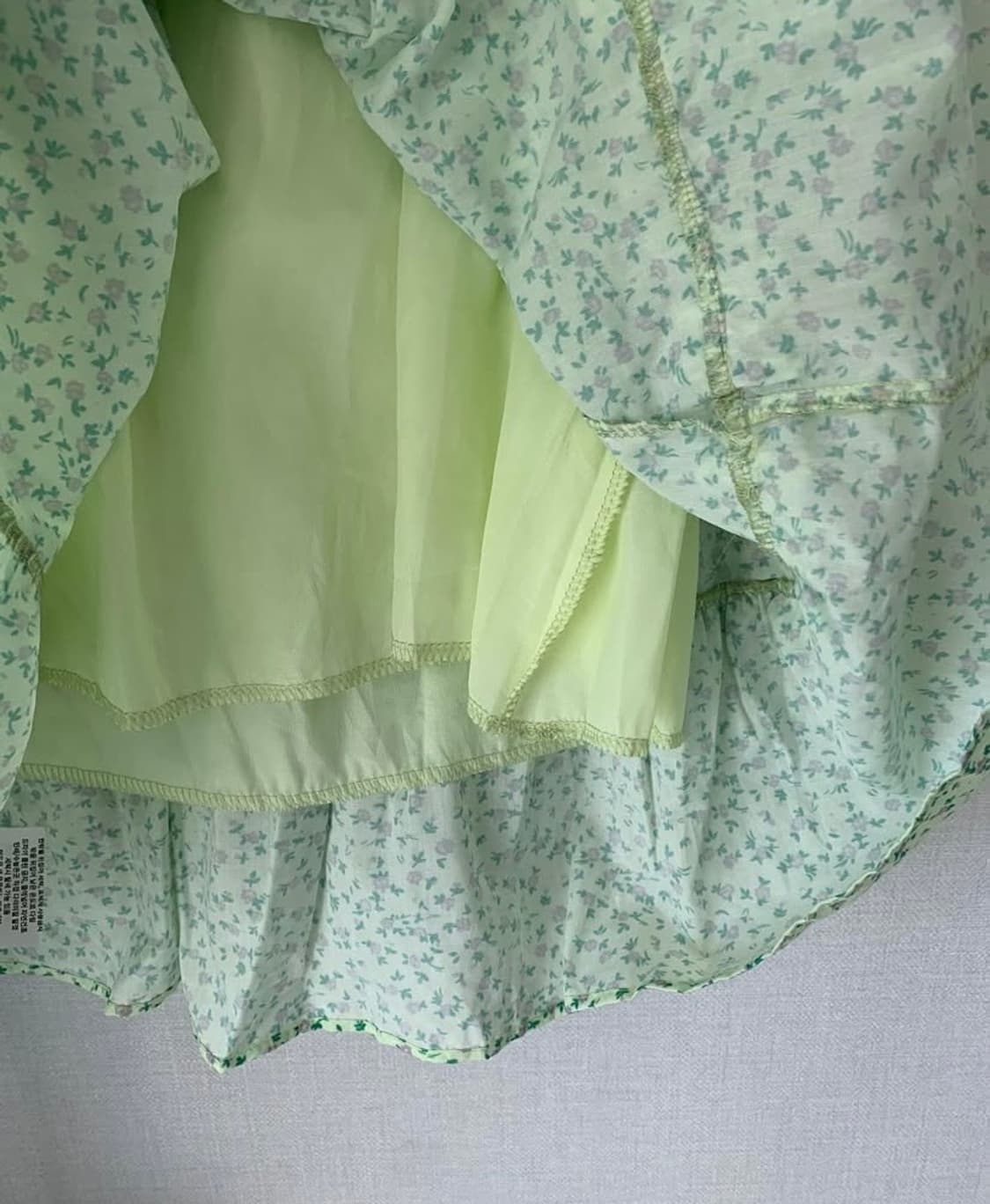 연두색 셔링 퍼프 원피스 상품이미지7