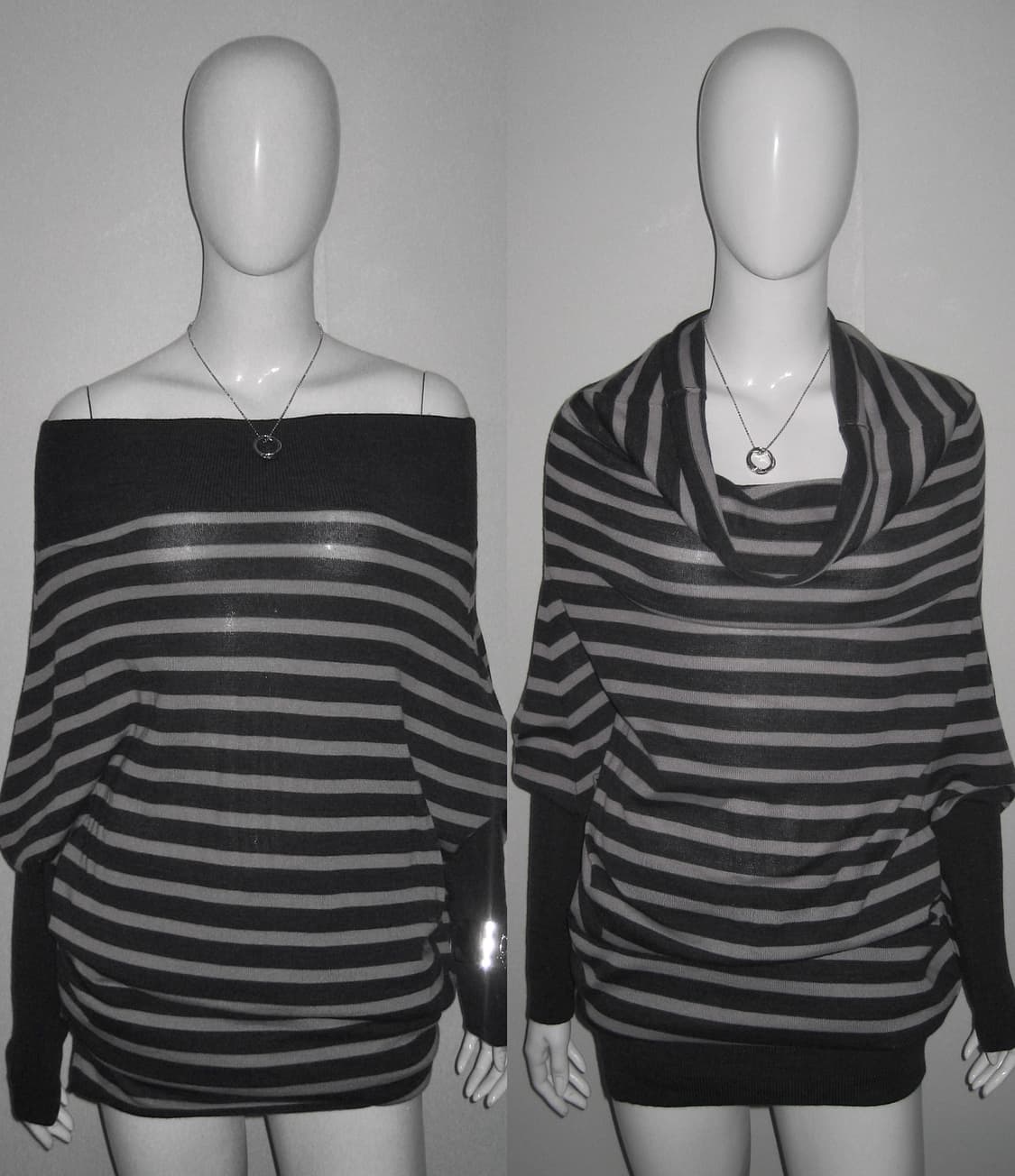 스트라이프 드레이프 오프숄더 원피스 상품이미지2