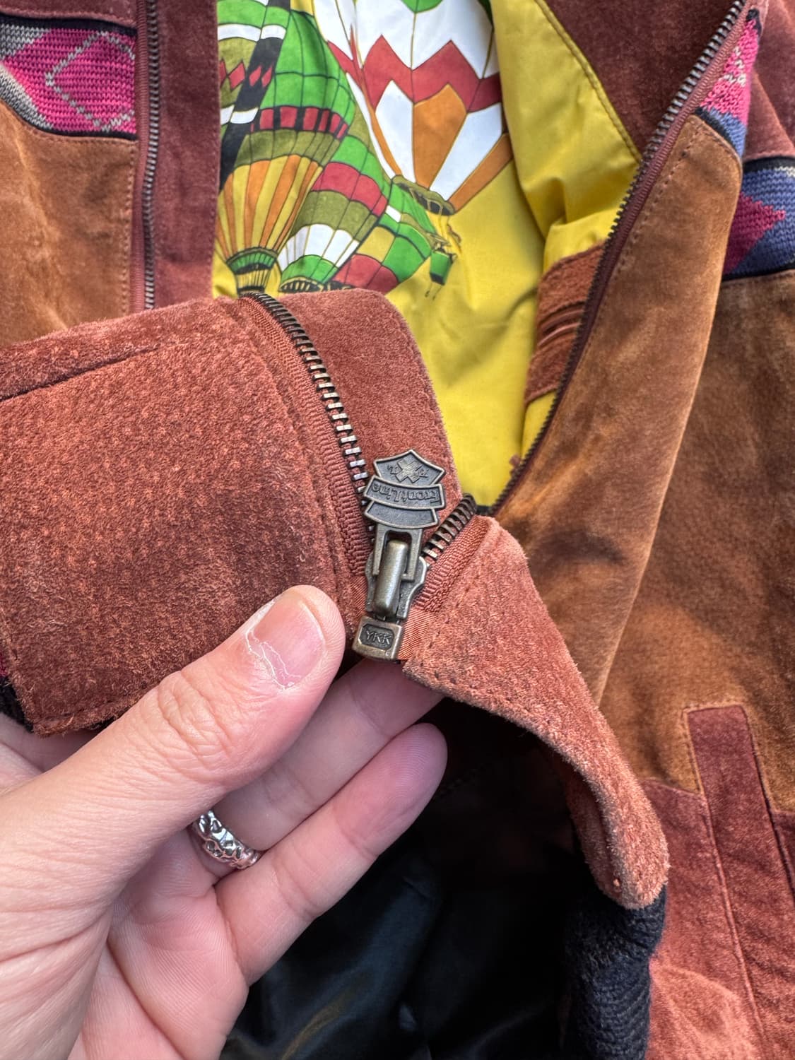 Front Line 에스닉 스웨이드 봄버 레더자켓  상품이미지7