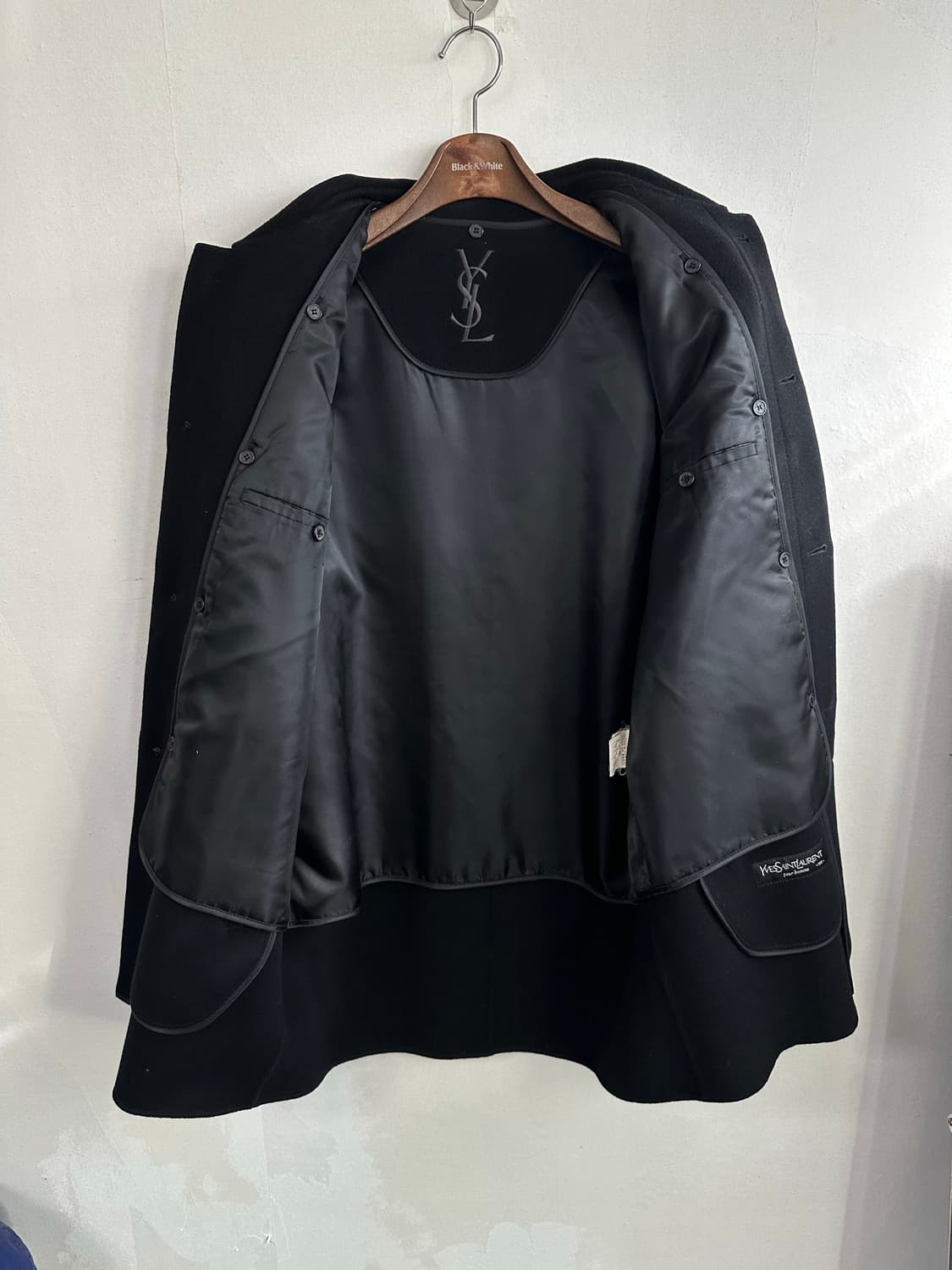 생로랑 블랙 캐시미어 코트 105 상품이미지4