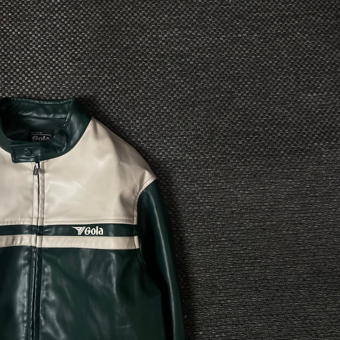 골라 그린 화이트 레더 바이커 자켓 M 상품이미지3