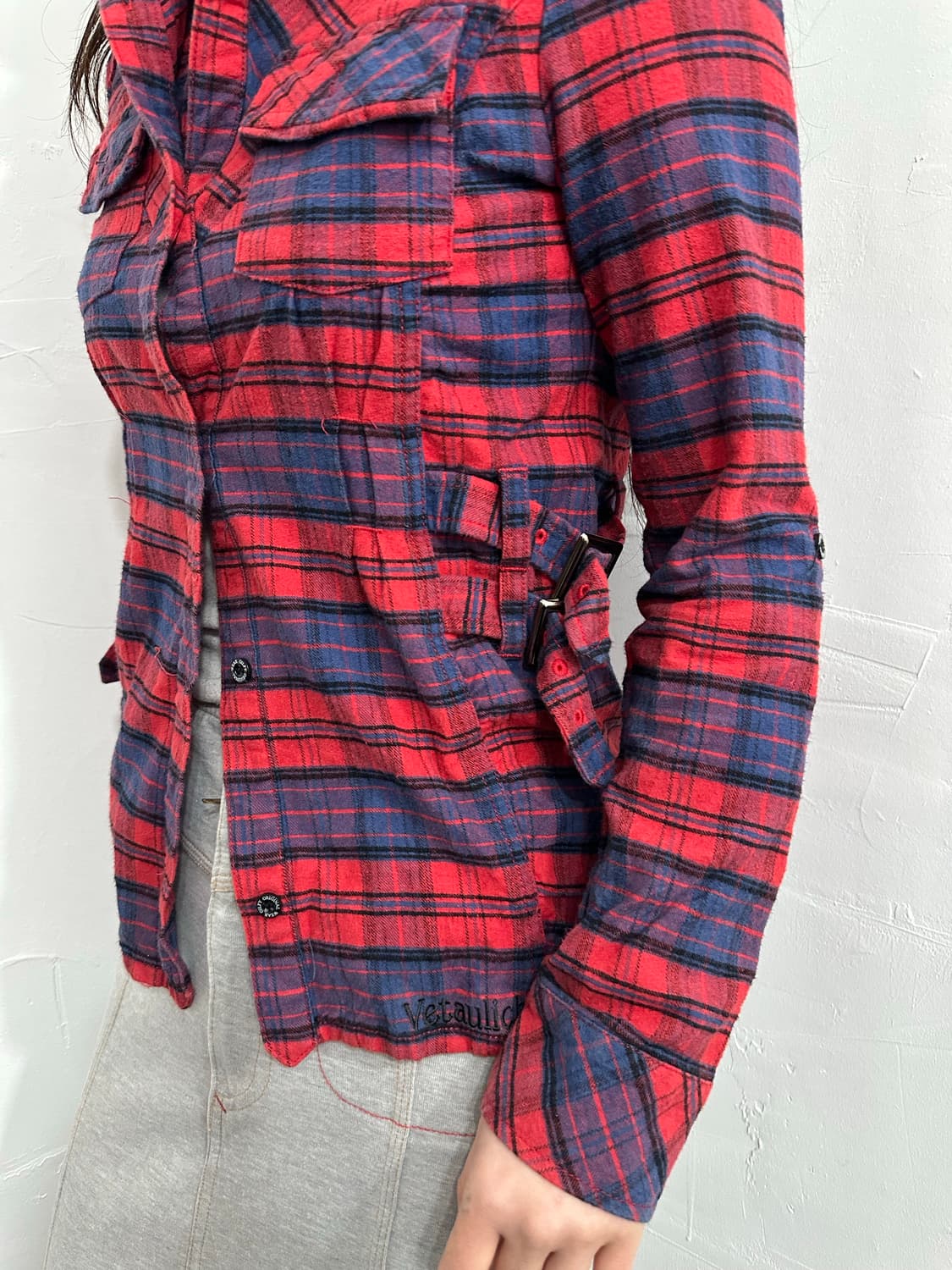 check layered buckle shirt 상품이미지3