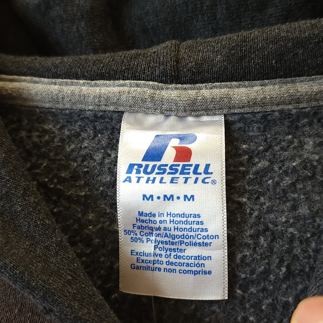90s 러셀 후드 빈티지 스웻셔츠 썬페이딩 그레이 m 상품이미지5