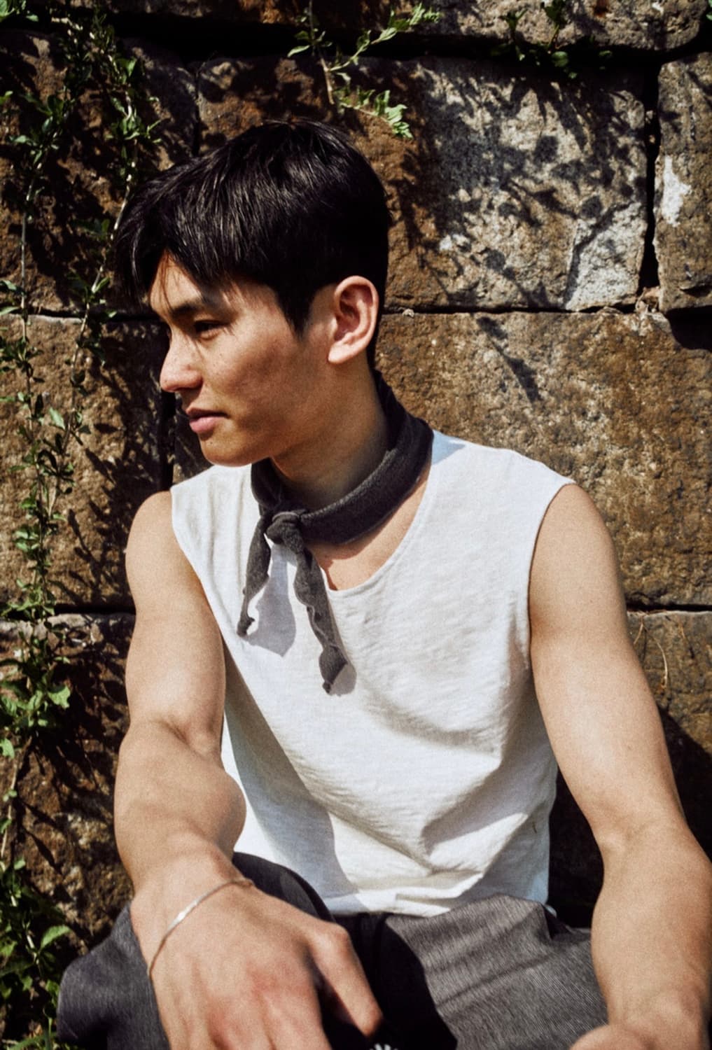 Textured roll scarf charcoal 상품이미지2