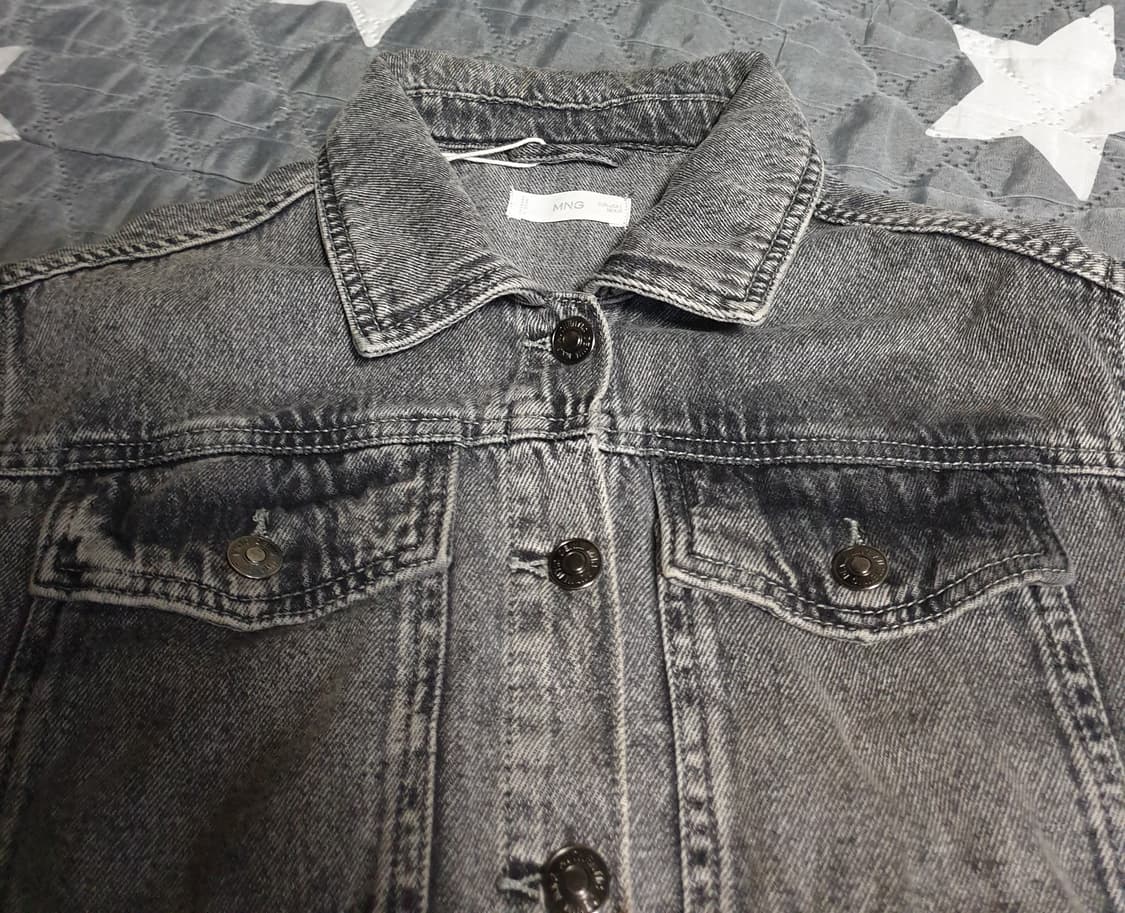 MNG 망고 크롭 빈티지 워싱 트러커 데님 자켓 그레이 (L) 상품이미지2