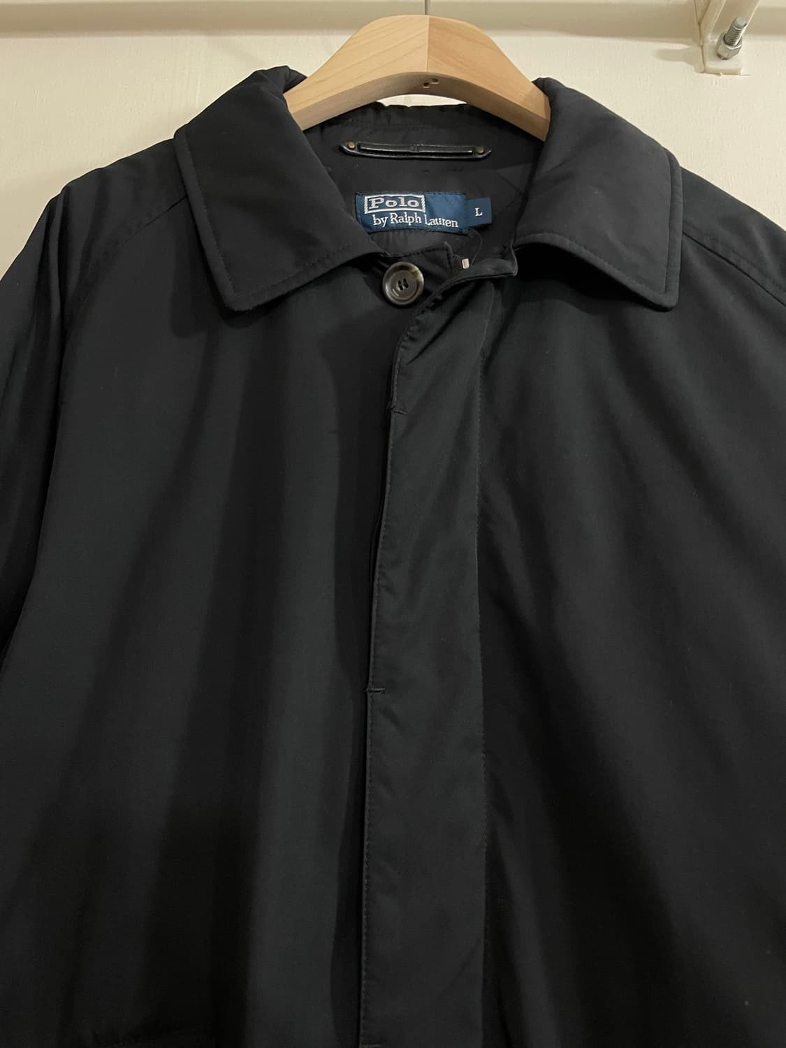 폴로 가죽장식 발마칸 구스다운 패딩 코트 블랙 상품이미지3