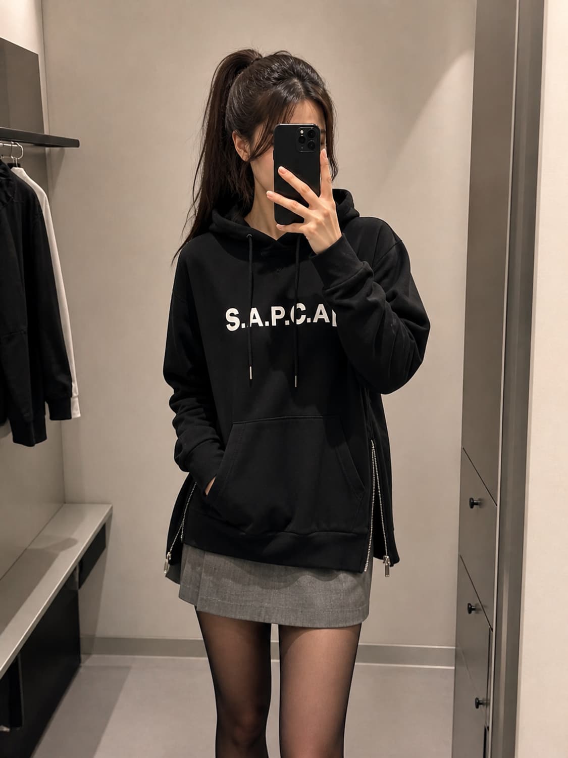 🖤 A.P.C x sacai 사이드지퍼 후디 S 상품이미지1