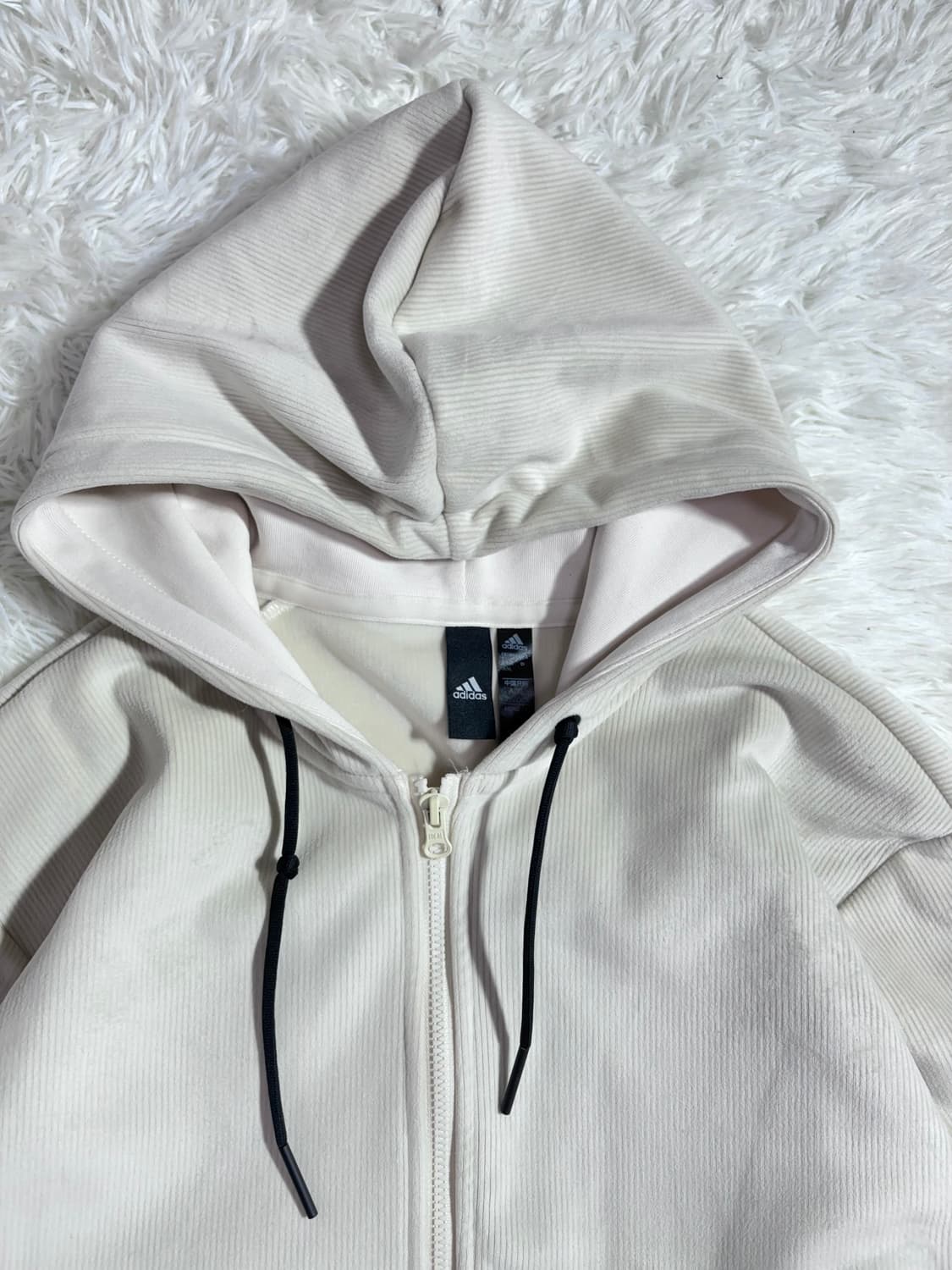 아디다스 코듀료이 아이보리 삼선 후드집업  상품이미지5