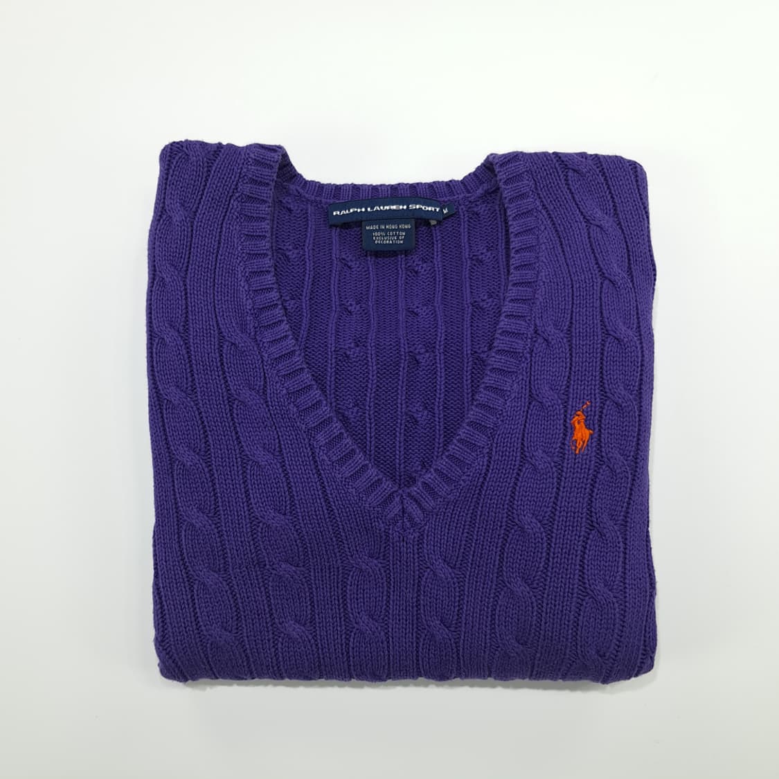 CN812W M 폴로 랄프로렌 퍼플 V넥 케이블 긴팔 니트 스웨터 상품이미지8