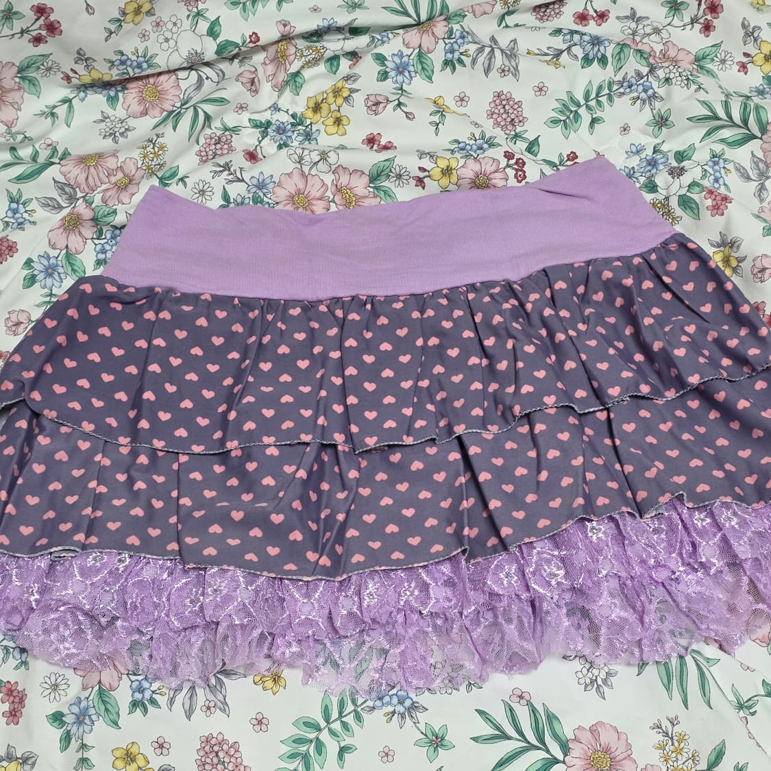 빈티지) 퍼플 레이스 하트 캉캉 히메오네갸루st 트랄 서브컬쳐 미니스커트 상품이미지3